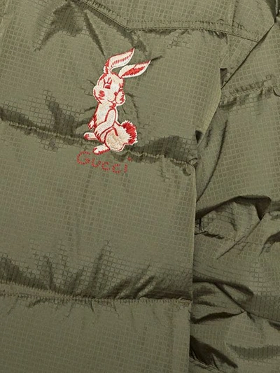 Shop Gucci Nylon Jacket With Rabbit In Green