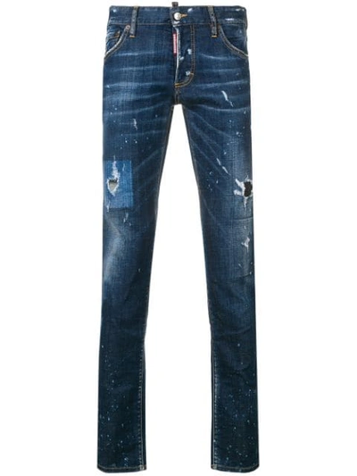 Shop Dsquared2 Washed Skinny Jeans In Blue