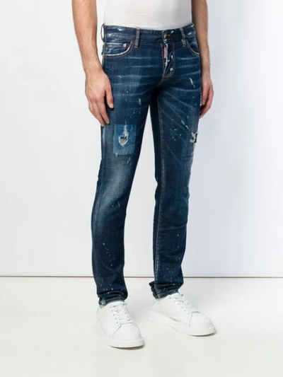 Shop Dsquared2 Washed Skinny Jeans In Blue