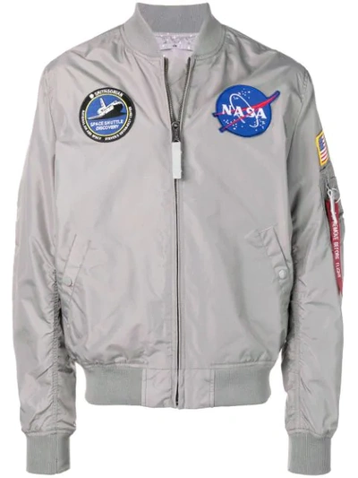 Shop Alpha Industries Nasa Patch Bomber Jacket In Grey