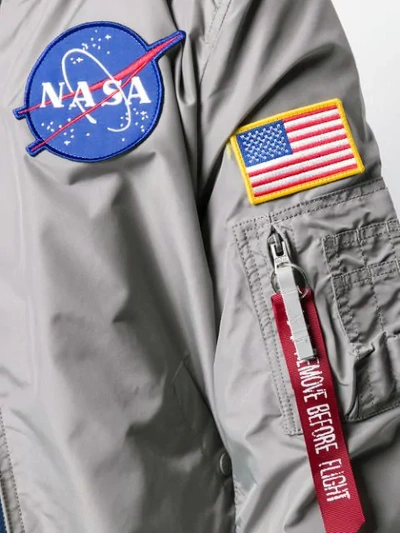 Shop Alpha Industries Nasa Patch Bomber Jacket In Grey