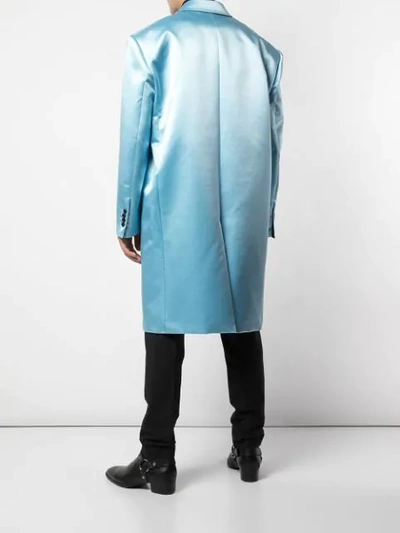 Shop Raf Simons Silk Single-breasted Coat In Light Blue 00042