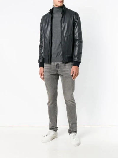 Canali Turtle-neck Fitted Sweater - Grey In Grey