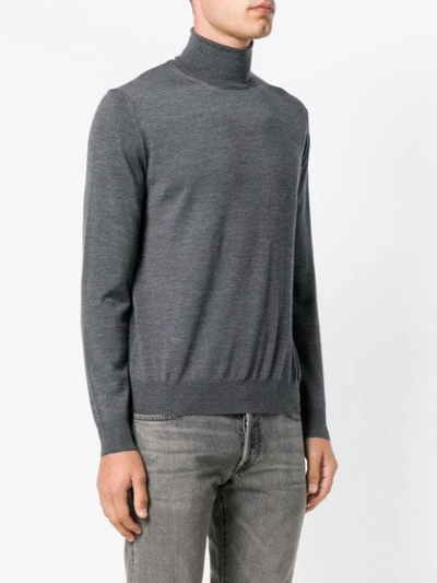 Canali Turtle-neck Fitted Sweater - Grey In Grey