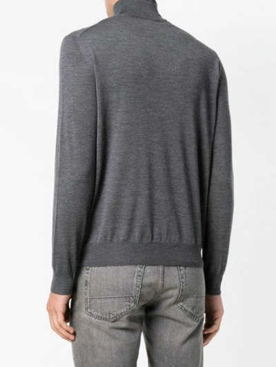 Canali Turtle-neck Fitted Sweater - Grey In Grey