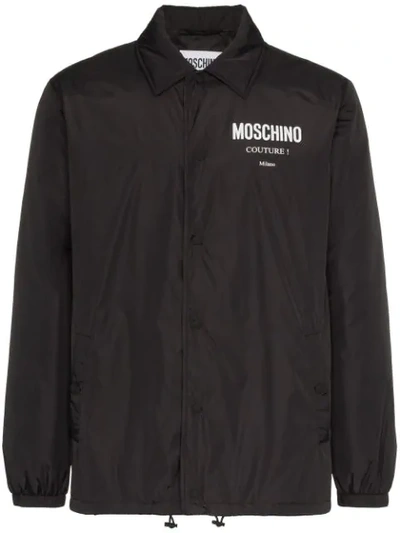 Shop Moschino Logo Print Jacket In 1555 Black