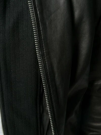 Shop Dondup Hooded Leather Jacket In Black