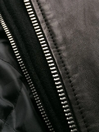 Shop Dondup Hooded Leather Jacket In Black