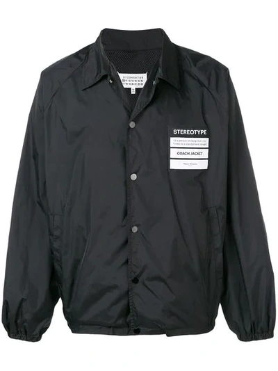 Shop Maison Margiela 'stereotype' Patch Shirt Jacket In Black