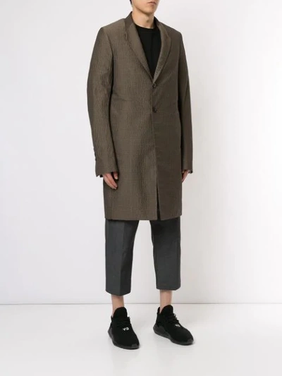 Shop Rick Owens Textured Coat In Brown