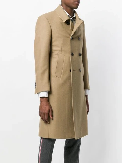 Shop Thom Browne Melton Wool Pintuck Bal Collar Overcoat In 275 Camel