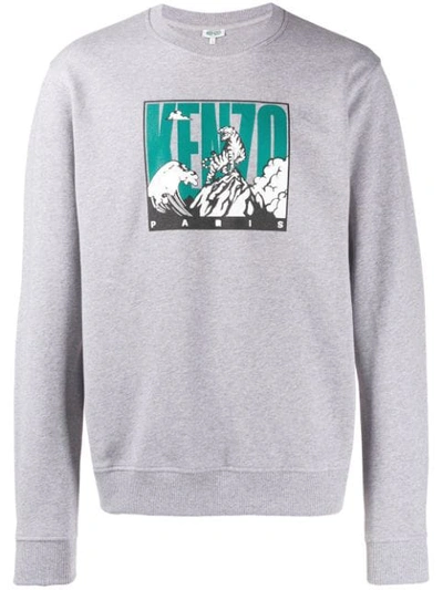 Shop Kenzo Logo Print Sweatshirt In Grey