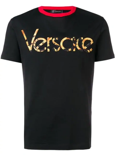 Shop Versace Logo Print T-shirt In Black