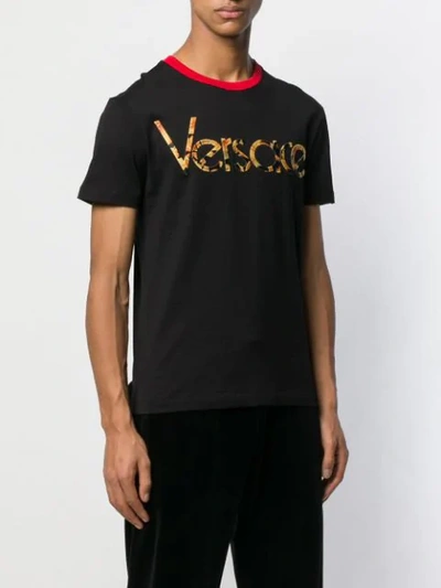 Shop Versace Logo Print T-shirt In Black