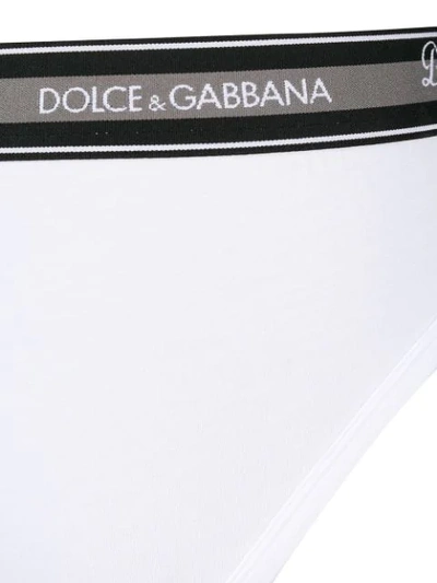 Shop Dolce & Gabbana Elasticated Waistband Logo Briefs In White