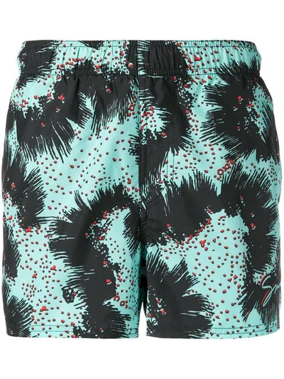 Shop Givenchy Abstract Pattern Swim Shorts In Black