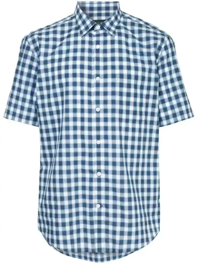Shop D'urban Checked Short Sleeve Shirt In Blue