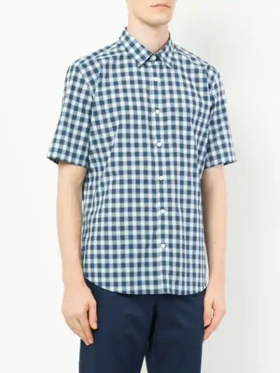 Shop D'urban Checked Short Sleeve Shirt In Blue