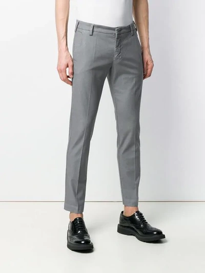 Shop Entre Amis Creased Slim Fit Trousers In Grey