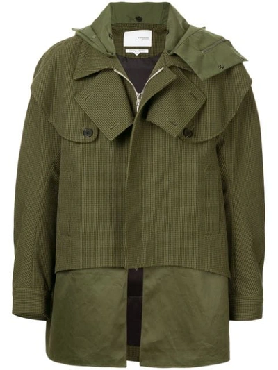 Shop Yoshiokubo Oversized Houndstooth Hunting Coat In Green