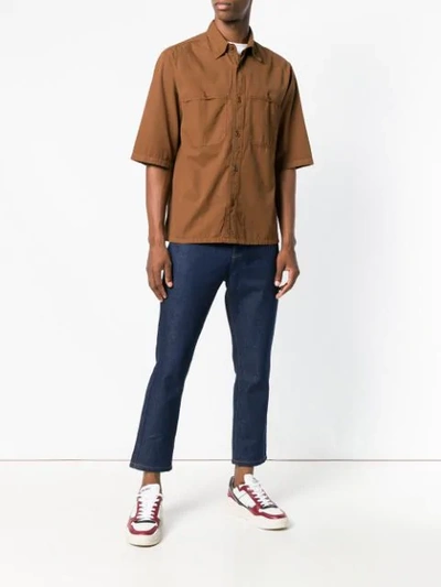 Shop Ami Alexandre Mattiussi Short Sleeve Shirt In Brown