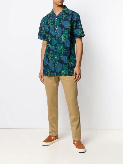 Shop Tommy Hilfiger Short Sleeved Tropical Shirt In Blue