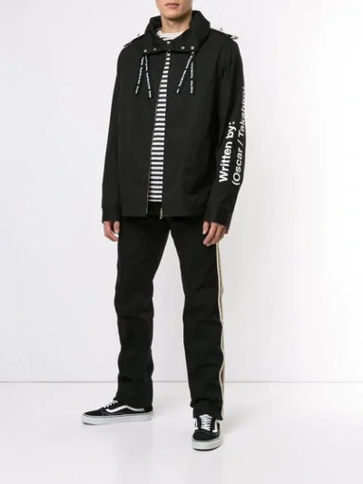 Shop Takahiromiyashita The Soloist Slogan Photographic Print Jacket In Black