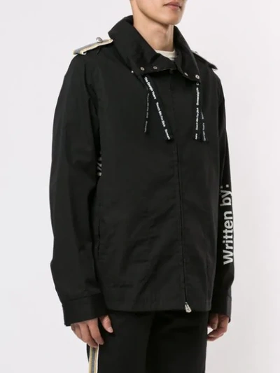 Shop Takahiromiyashita The Soloist Slogan Photographic Print Jacket In Black