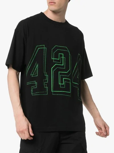 Shop 424 Logo Printed T-shirt In Black