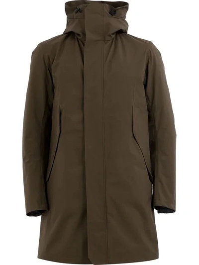 Shop Herno Padded Mid-length Raincoat In Green