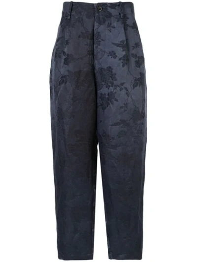 Shop Uma Wang Jacquard Tailored Trousers In Blue