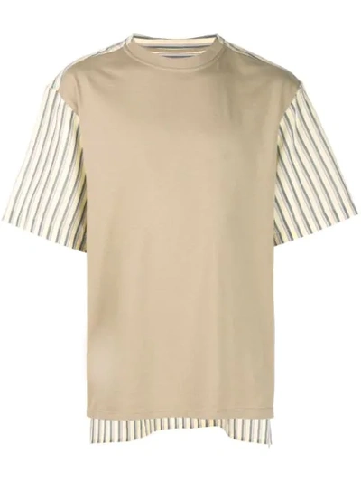 Shop Lanvin Striped Panel T In Brown