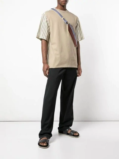 Shop Lanvin Striped Panel T In Brown