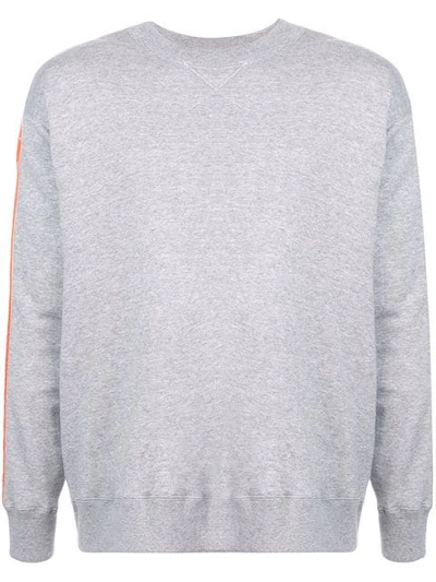 Shop Julien David Contrast Stripe Sweatshirt In Grey