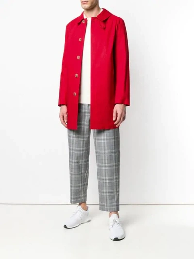 Shop Mackintosh Berry Red Bonded Cotton Short Coat Gr-002