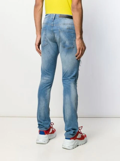 Shop Philipp Plein Super Straight Cut Destroyed Jeans In Blue