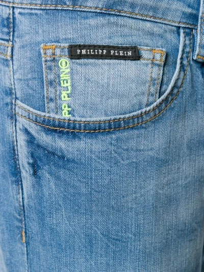 Shop Philipp Plein Super Straight Cut Destroyed Jeans In Blue