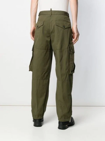 Shop Dsquared2 Wide-leg Cargo Trousers In Green