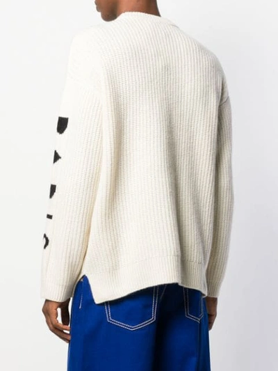 Shop Kenzo Intarsia Knit Logo Sweater In Neutrals