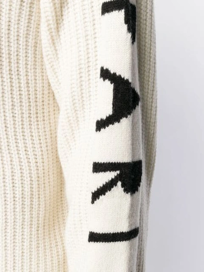 Shop Kenzo Intarsia Knit Logo Sweater In Neutrals