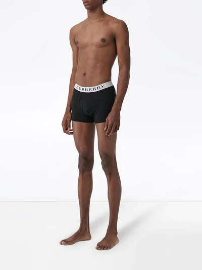 Shop Burberry Stretch Cotton Boxer Shorts In Black