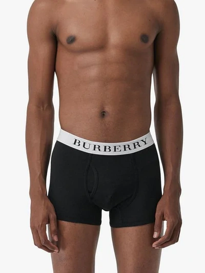 Shop Burberry Stretch Cotton Boxer Shorts In Black