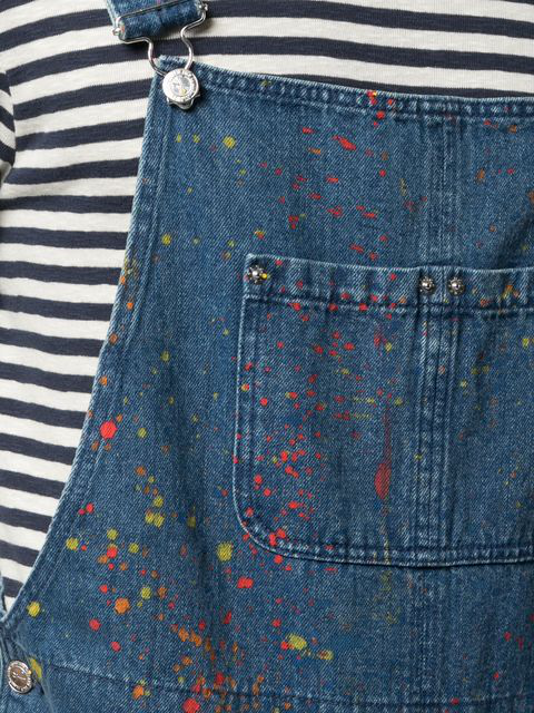 A.p.c. Paint Splattered Dungarees In Blue | ModeSens
