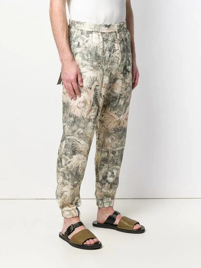 Shop Etro Palm Print Trousers In Neutrals