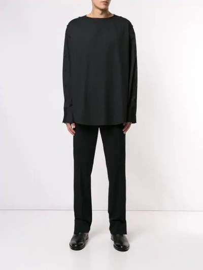 Shop Wooyoungmi Oversized Collarless Shirt In Black