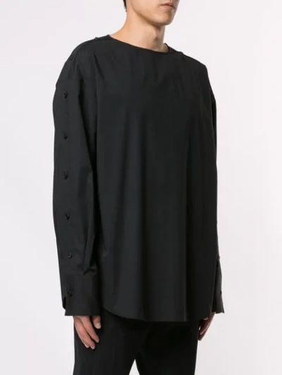 Shop Wooyoungmi Oversized Collarless Shirt In Black