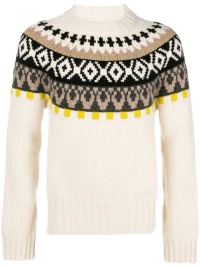 Shop Maison Margiela Fair Isle Knitted Sweater - Neutrals