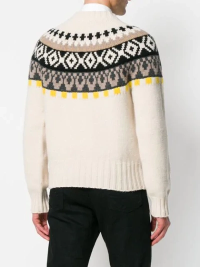 Shop Maison Margiela Fair Isle Knitted Sweater - Neutrals