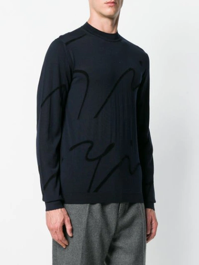 Shop Giorgio Armani Abstract Design Sweater In Blue