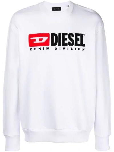 Shop Diesel Logo Sweatshirt In White